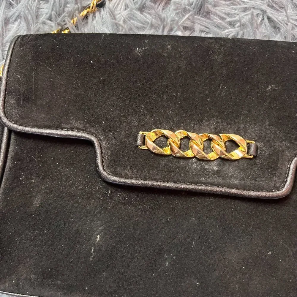 Vintage Amanda Smith Black Suede Crossbody Bag